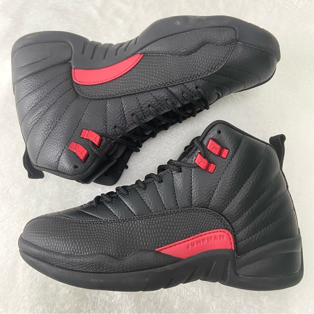 Men's Black & Red Basketball Shoes Sneakers
-Jordan 12 Retro Flu Game/ Bred